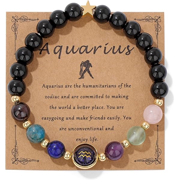 Amazon.com: GolbalJew Aquarius Zodiac Bracelets Healing